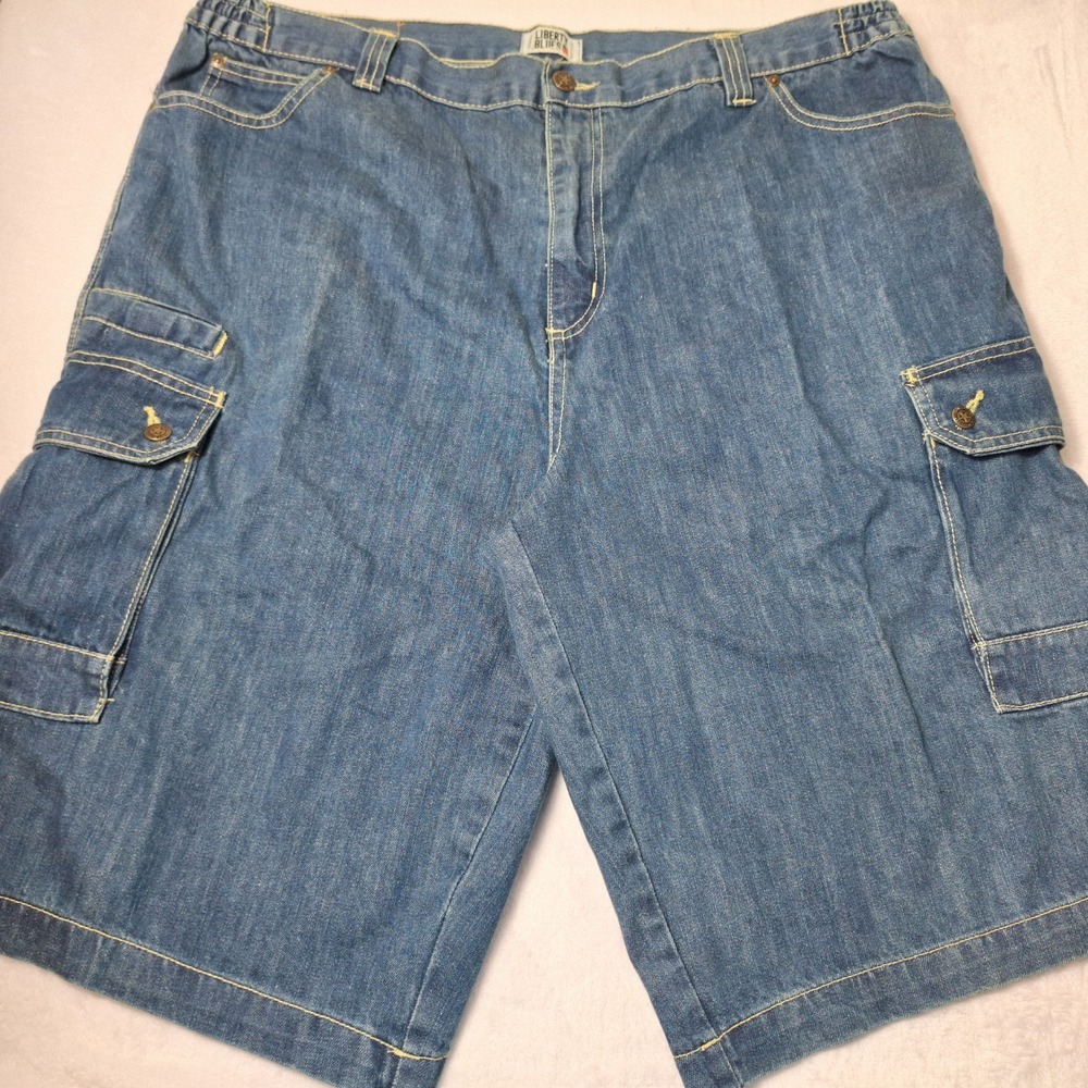 LIBERTY BLUES Denim Cargo Short Mens Sz 42/Tall Blue Rugged Workwear Casual Flex
